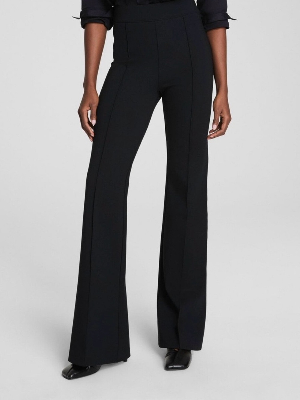 SPANX  Black High-Rise Seamed Ponte Pull On Flared Trouser S